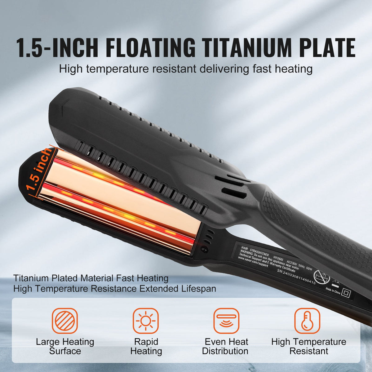 VEVOR Hair Straightener Voltage 110V 240V For Salon Home Travel Use