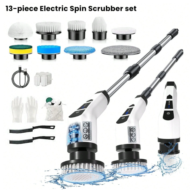 BCWW electric spin scrubber set with 9 brush heads