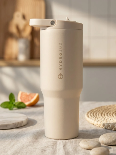 HydroJug 32oz cream insulated tumbler