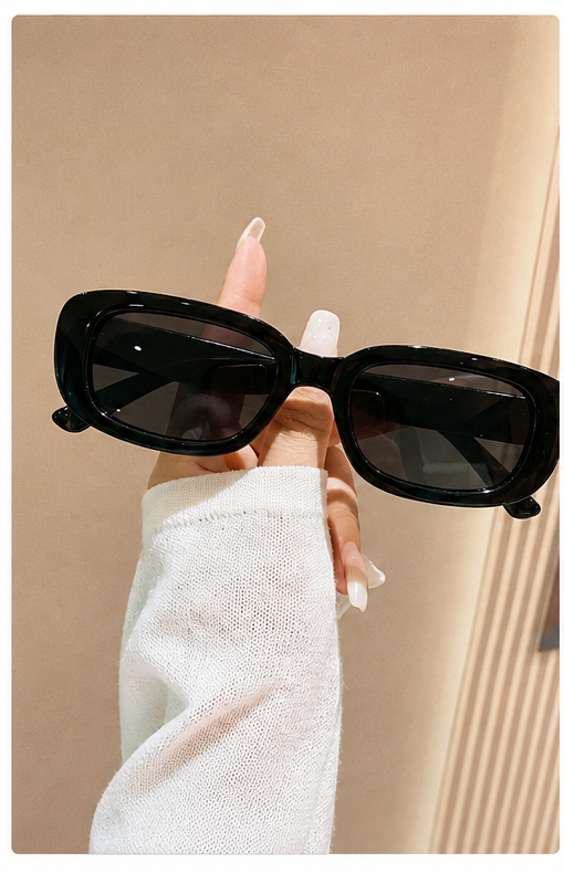 Livesso black rectangular fashion sunglasses