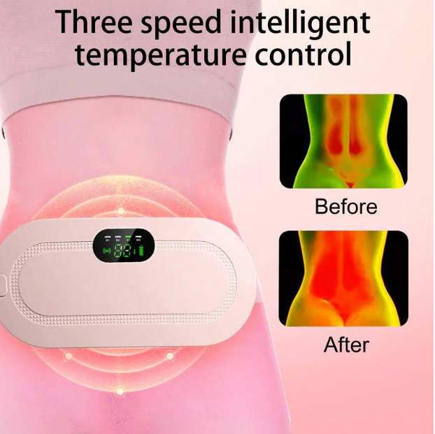 Pink heating pad belt with temperature control