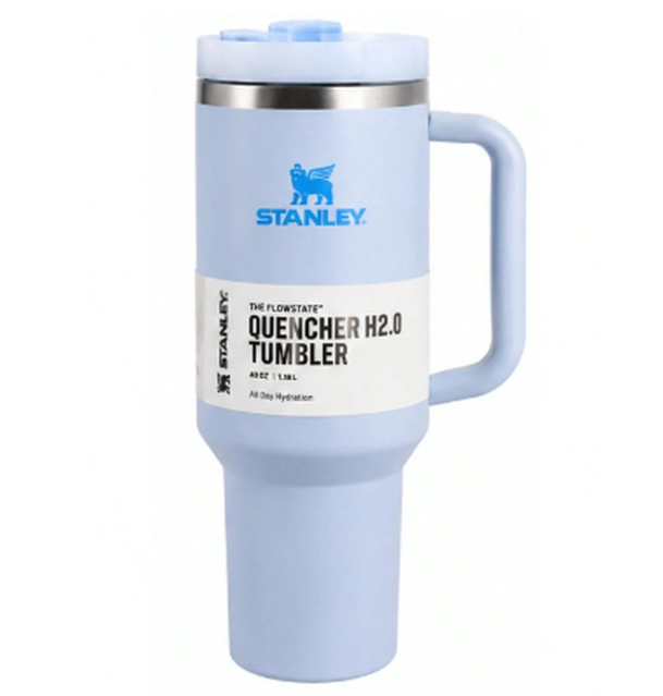 Stanley Quencher 40oz Ice Blue tumbler with handle