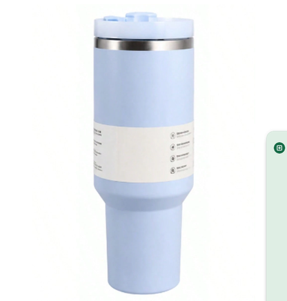 Stanley Quencher 40oz Ice Blue tumbler rear view