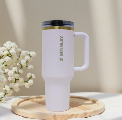 Stanley matte white 40oz tumbler on premium tabletop