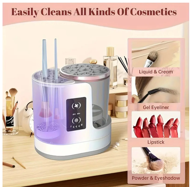 Automatic makeup brush cleaner for different cosmetics brushes
