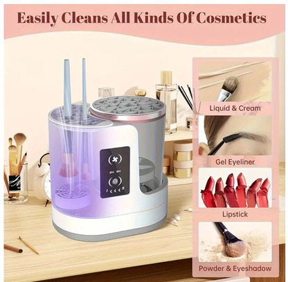 Automatic makeup brush cleaner for different cosmetics brushes
