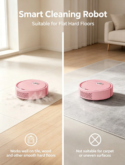 Mini robot vacuum cleaner on smooth hard floors